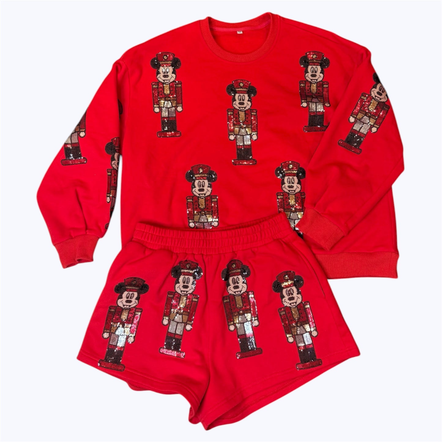 Christmas Nutcracker Mickey Sequin Set (Sweatshirt + Shorts) READY TO SHIP!