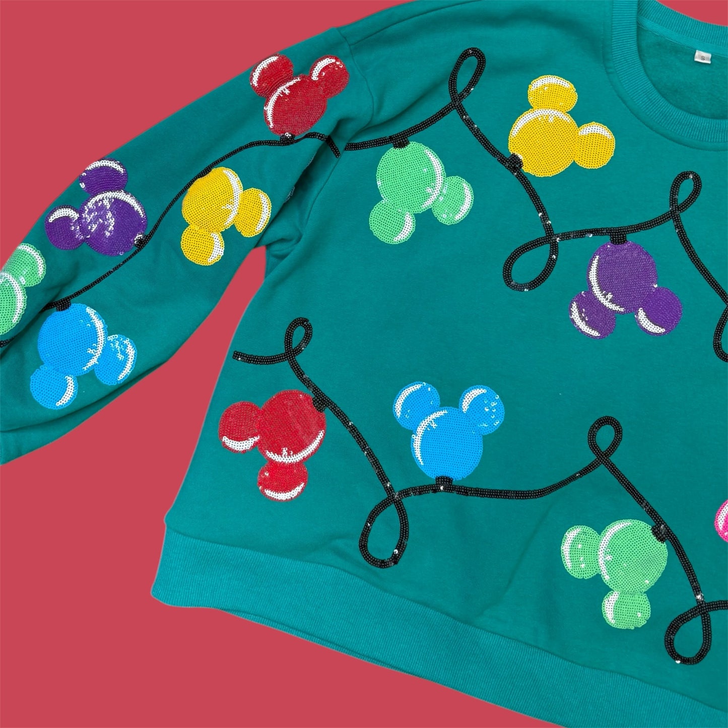 Christmas Mickey Sequin Lights Sweatshirt (Ready to Ship)