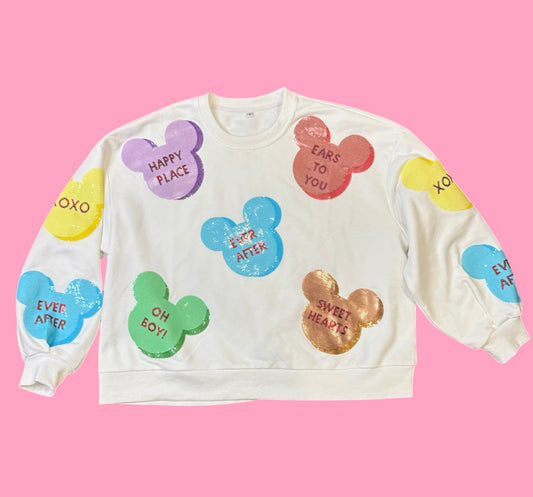 Ready to ship ! Sequin Candy Hearts Mickey Sweatshirt