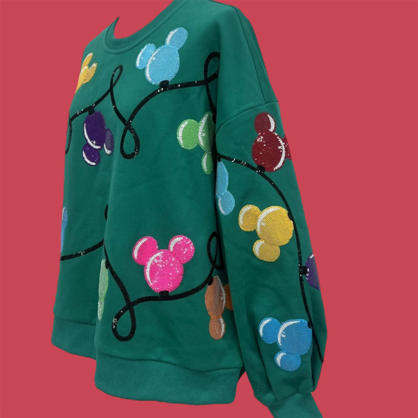 Christmas Mickey Sequin Lights Sweatshirt (Ready to Ship)