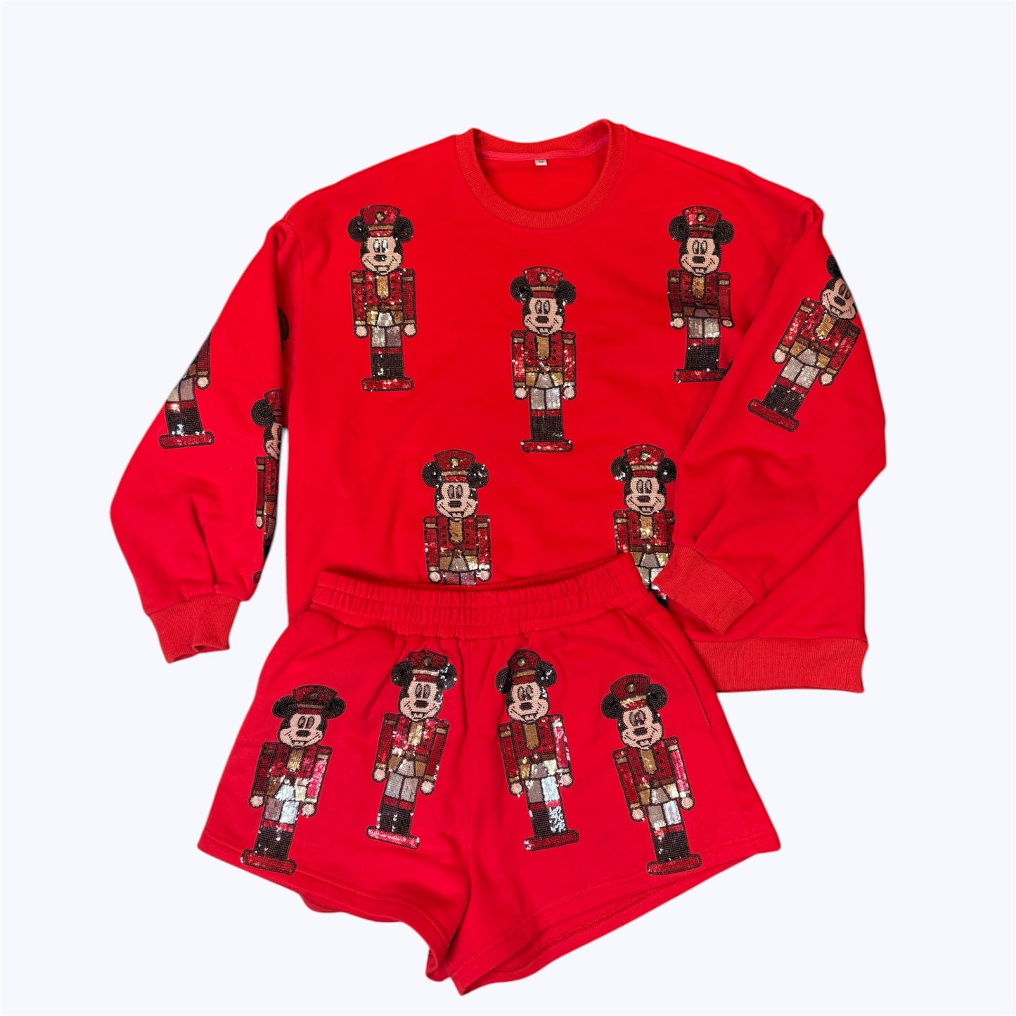 Christmas Nutcracker Mickey Sequin Set (Sweatshirt + Shorts) READY TO SHIP!